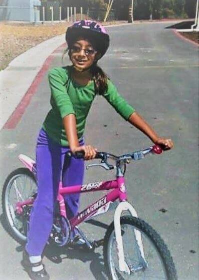 Kavya Pichai enjoying cycling.